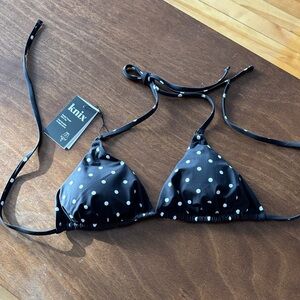 Knix Black and White Polka Dot Bikini Top